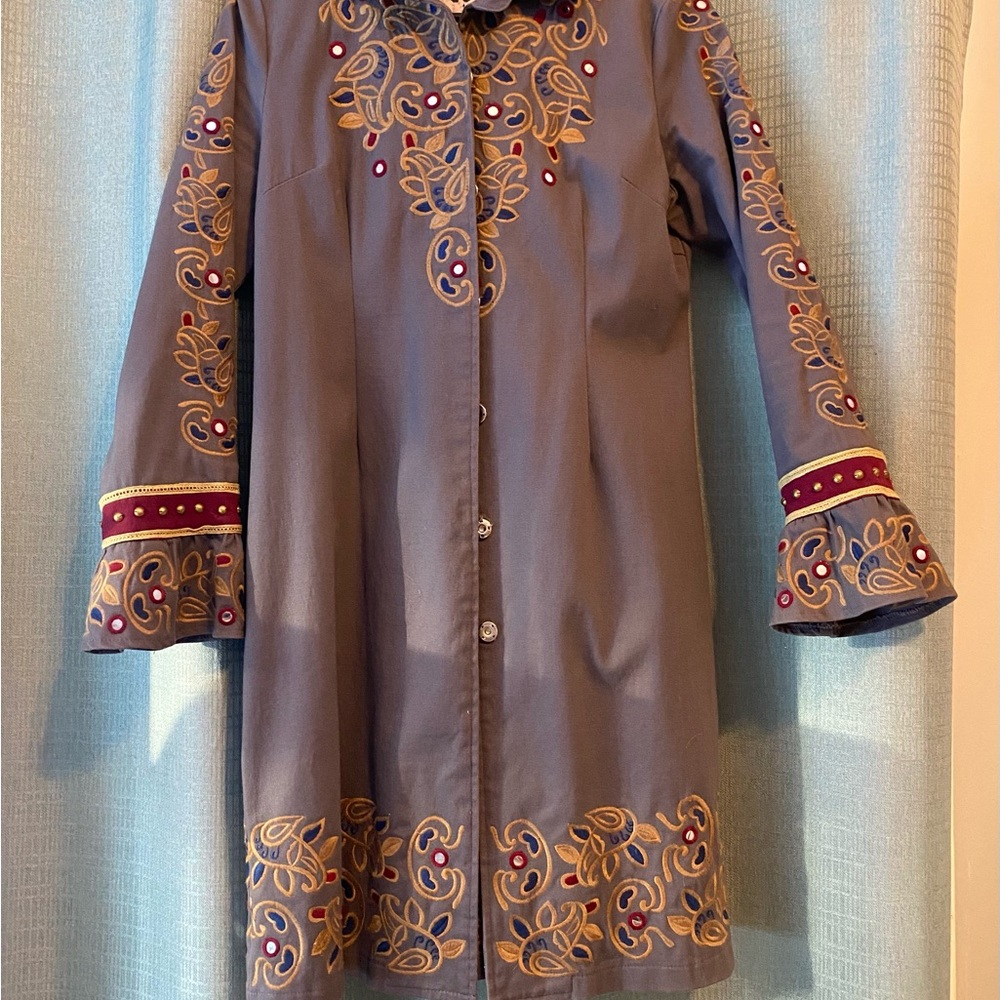 Embroidered Gray Dress